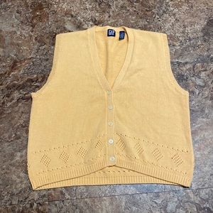 3/$16 Gap Sweater Vest L Peach 100% Cotton Buttons Vintage